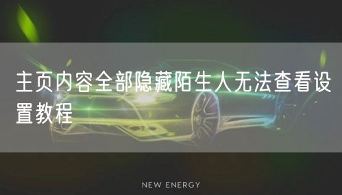 主页内容全部隐藏陌生人无法查看设置教程