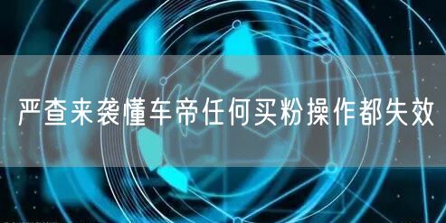 严查来袭懂车帝任何买粉操作都失效