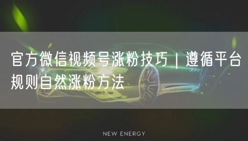 官方微信视频号涨粉技巧|遵循平台规则自然涨粉方法