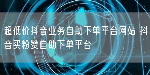 超低价抖音业务自助下单平台网站 抖音买粉赞自助下单平台