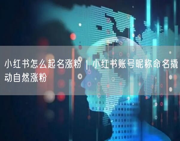 小红书怎么起名涨粉｜小红书账号昵称命名撬动自然涨粉